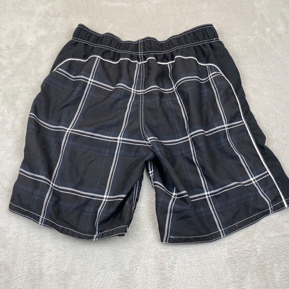 Op Mens Board Shorts Size M (32-34) Black Plaid Polyester Blend Op Logo - Picture 6 of 6
